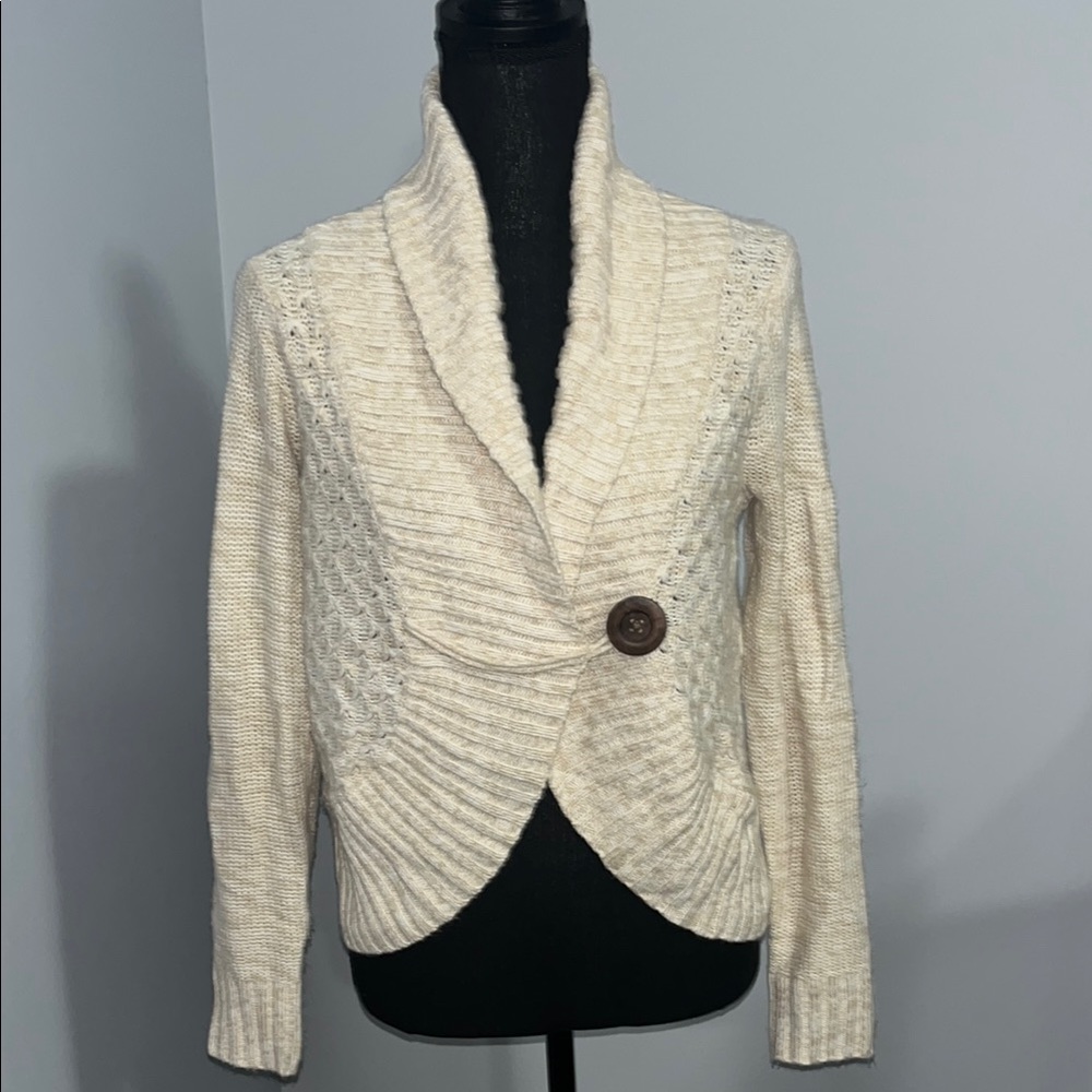 Faded Glory Cream Knit Sweater Classic Style